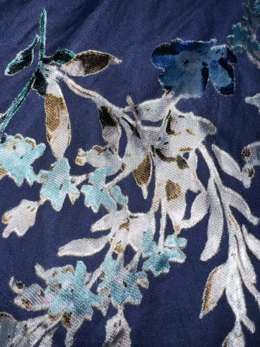 Lulu's Lizbeth Navy Floral Jacquard Backless Halter Midi Dress with Side Slit - Picture 10 of 15